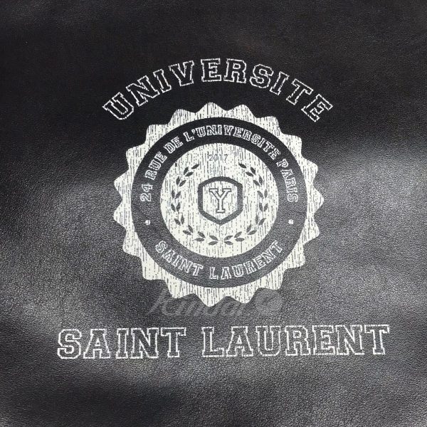 8042000307927 9 Saint Laurent Paris College Logo Clutch Bag Black