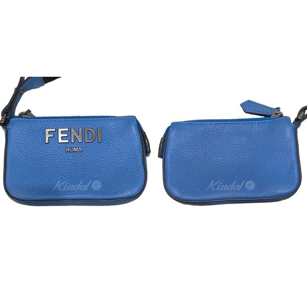 8045000745041 2 Fendi Pouch Leather Shoulder Bag Blue