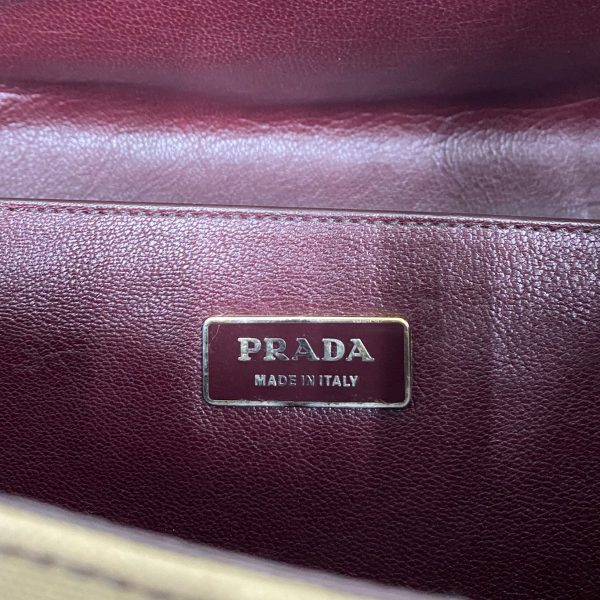 8069000105490 7 Prada Triangle Logo Canvas Shoulder Bag Beige