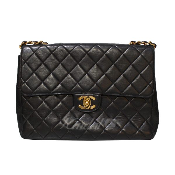 8073000127086 4 Chanel Big Matelasse Lamb Leather Chain Bag Black