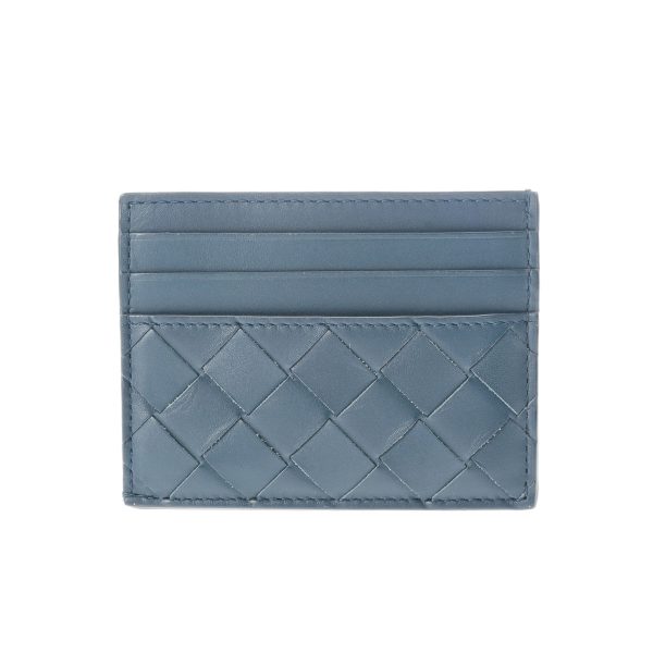 808000611894000 1 Bottega Veneta Intrecciato Credit Card Case Blue