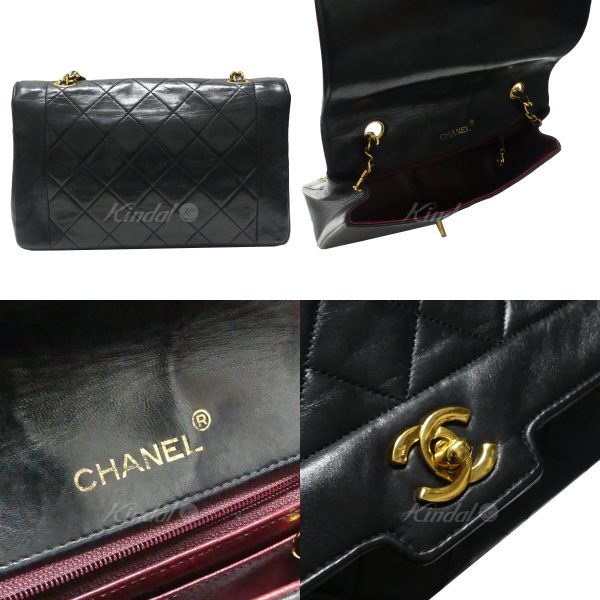 8081000035317 2 Chanel Diana25 Matelasse Leather Chain Bag Black