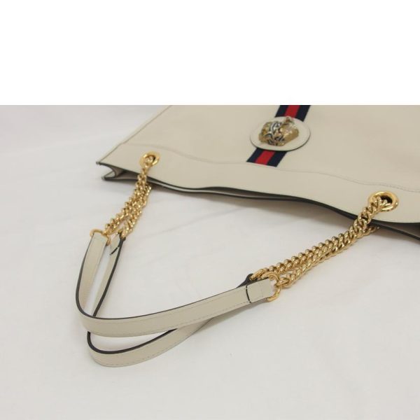 81269 4 Gucci Chain Tote Ivory Raja Large Tote Bag Tiger Head