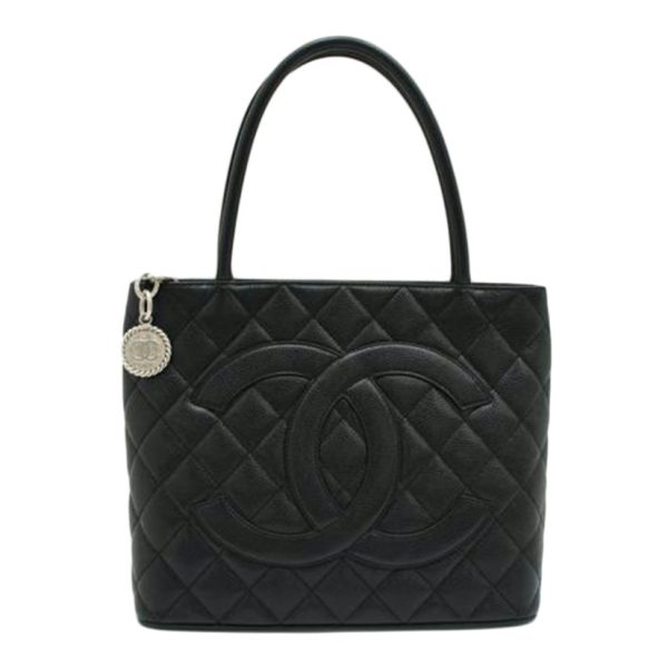 82684 1 Chanel Caviar Skin Reprint Tote Bag Black