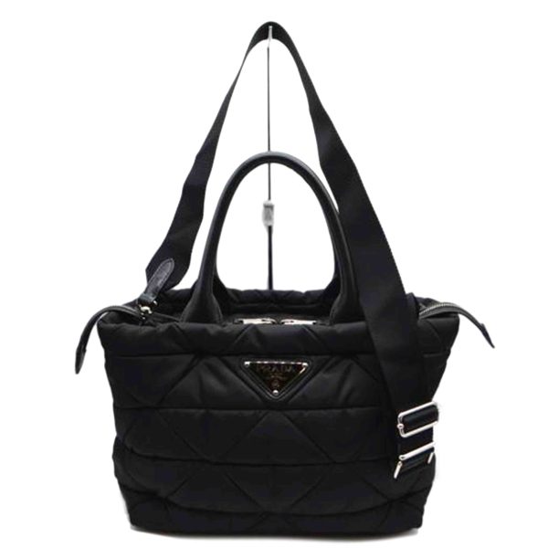 82860 1 Prada Re nylon Padded Leather Medium Bag Nero