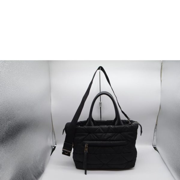 82860 2 Prada Re nylon Padded Leather Medium Bag Nero