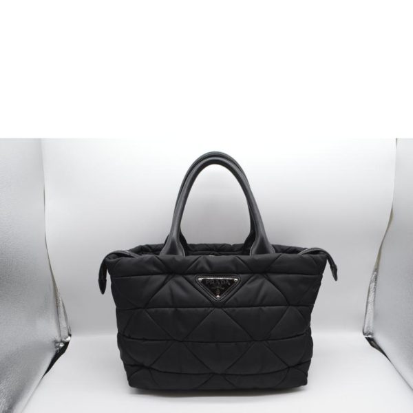 82860 3 Prada Re nylon Padded Leather Medium Bag Nero