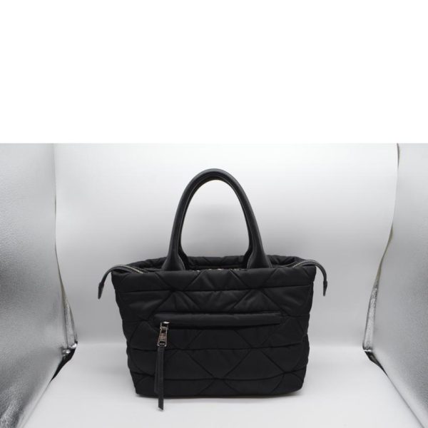 82860 4 Prada Re nylon Padded Leather Medium Bag Nero