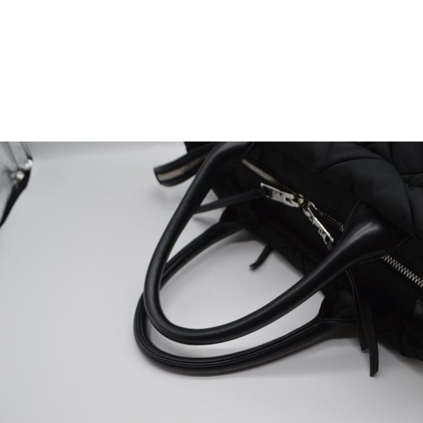 82860 5 Prada Re nylon Padded Leather Medium Bag Nero