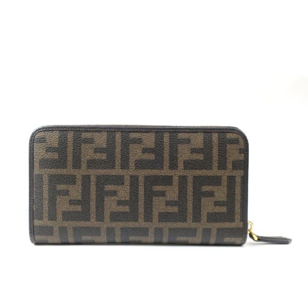 85941 2 Fendi Zucca Pattern Round Zipper Long Wallet Brown