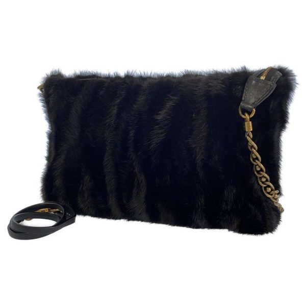 8644381 01 Louis Vuitton Black Mink Pochette Accessory Mini Bag Black