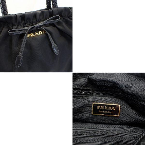 8790 Prada Nylon Ribbon 2Way Handbag Shoulder Bag Black