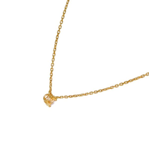 87919 3 Cartier K18 Solitaire Diamond Necklace Gold