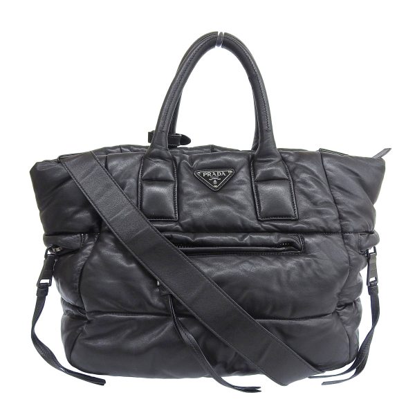 8817 1 Prada Nappa Leather Bomber Bag 2 Way Black