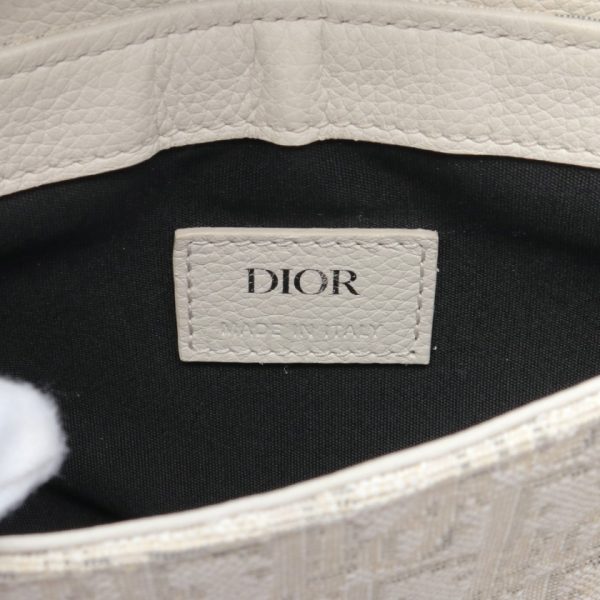 893071 3 Dior Canvas Saddle Oblique Jacquard Leather Shoulder Bag Ivory Light Gray