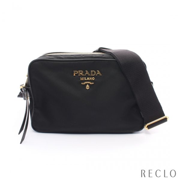 899518 Prada Tessuto Saffian Shoulder Bag Nylon Black