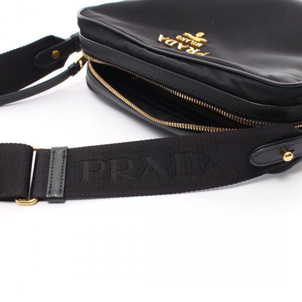 899518 6 Prada Tessuto Saffian Shoulder Bag Nylon Black