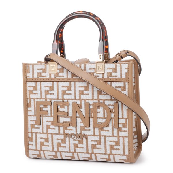 8bh394 apzl01 Fendi Sunshine Small Tote Bag Beige