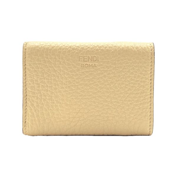 8m0426 aeum 228 2 Fendi Wallet Tri fold Micro Peekaboo Selleria Leather Beige