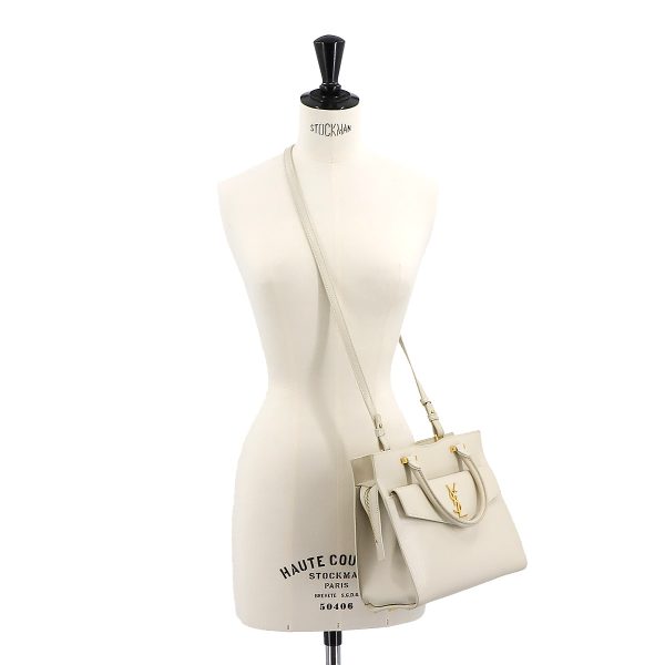 90237523 09 Saint Laurent 2Way Hand Shoulder Bag Leather Ivory