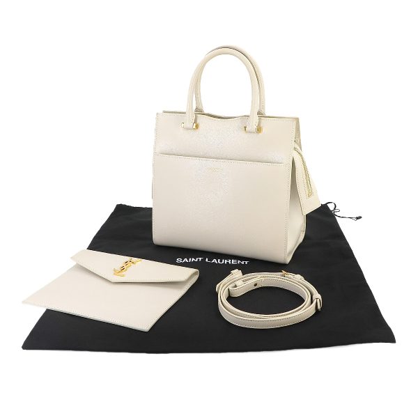 90237523 10 Saint Laurent 2Way Hand Shoulder Bag Leather Ivory