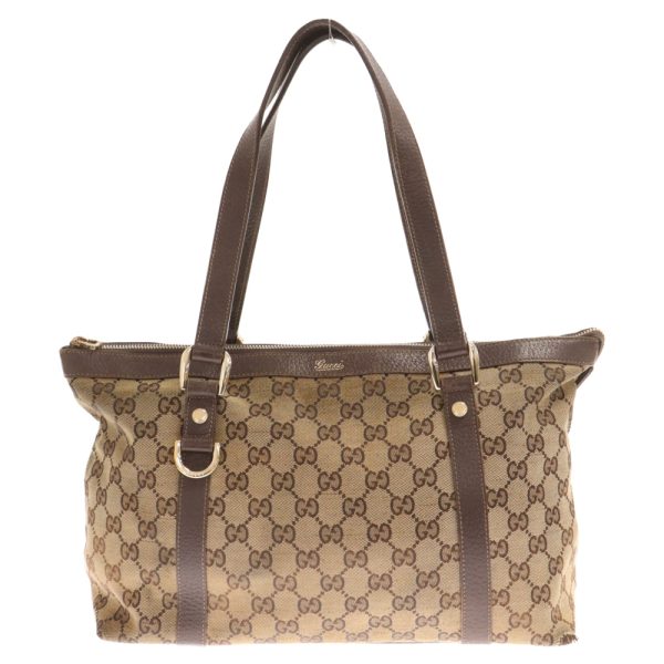 9023l300063 1 GUCCI GG Canvas Tote Shoulder Bag Canvas Brown