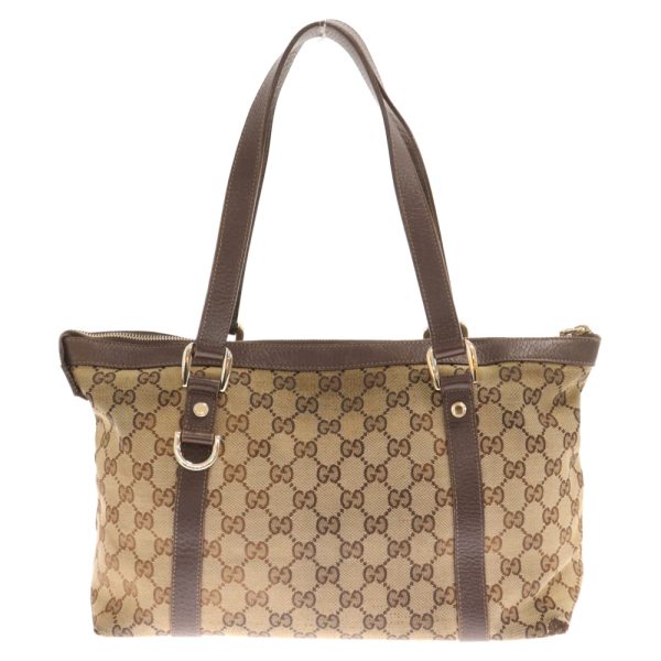 9023l300063 2 GUCCI GG Canvas Tote Shoulder Bag Canvas Brown