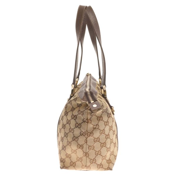 9023l300063 3 GUCCI GG Canvas Tote Shoulder Bag Canvas Brown