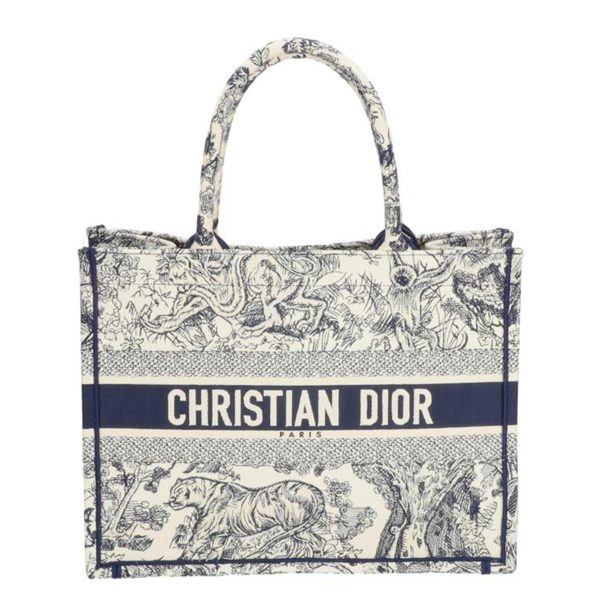 91493 1 Christian Dior Toile Deux Embroidery Medium Book Tote Bag