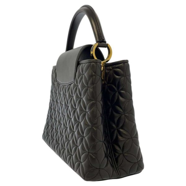 9154124 02 Louis Vuitton Lambskin Capucines MM Shoulder Bag Black