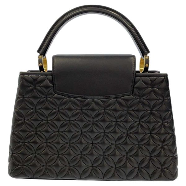 9154124 03 Louis Vuitton Lambskin Capucines MM Shoulder Bag Black