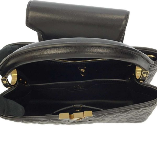 9154124 07 Louis Vuitton Lambskin Capucines MM Shoulder Bag Black