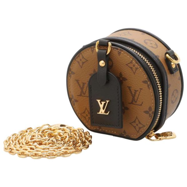 9173897 01 Louis Vuitton Monogram Reverse Boite Chapeau Necklace Mini Bag Brown