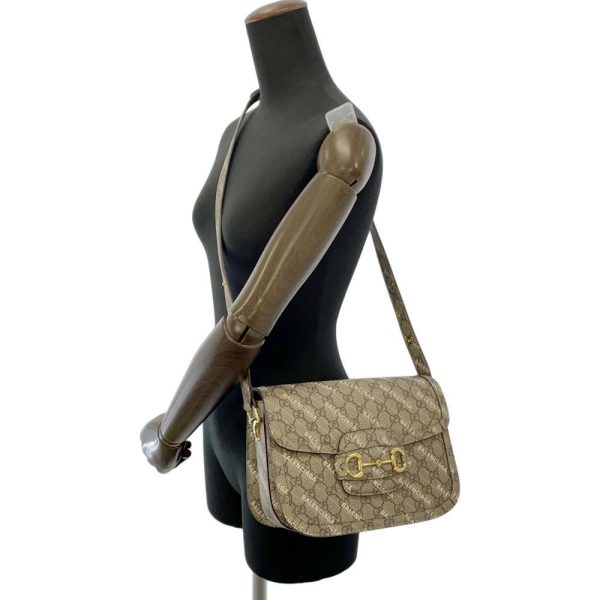 9181717 05 Gucci Horsebit 1955 GG Supreme Shoulder Bag beige