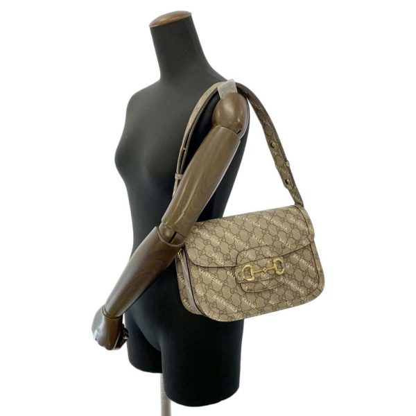 9181717 06 Gucci Horsebit 1955 GG Supreme Shoulder Bag beige