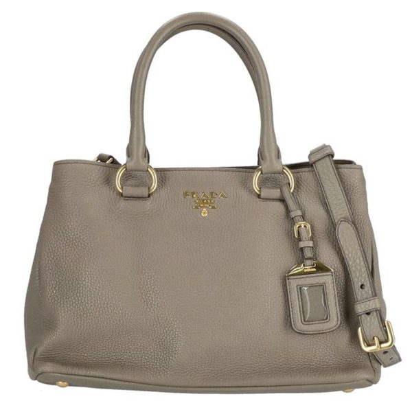 92254 1 Prada Leather 2Way Handbag Grey