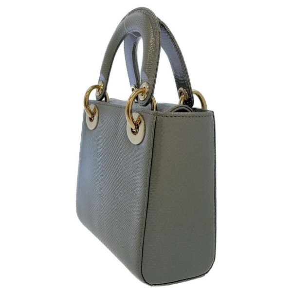 9256040 02 Christian Dior Mini Lizard 2way Shoulder Bag Gray