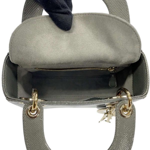 9256040 07 Christian Dior Mini Lizard 2way Shoulder Bag Gray