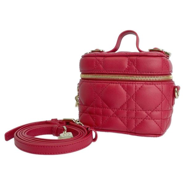 9313088 01 Christian Dior Cannage Lamb Skin Micro 2 Way Shoulder Bag Red