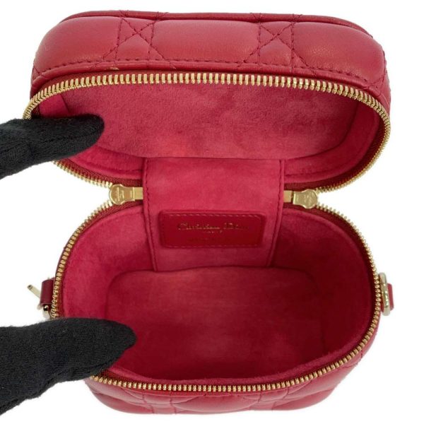 9313088 06 Christian Dior Cannage Lamb Skin Micro 2 Way Shoulder Bag Red