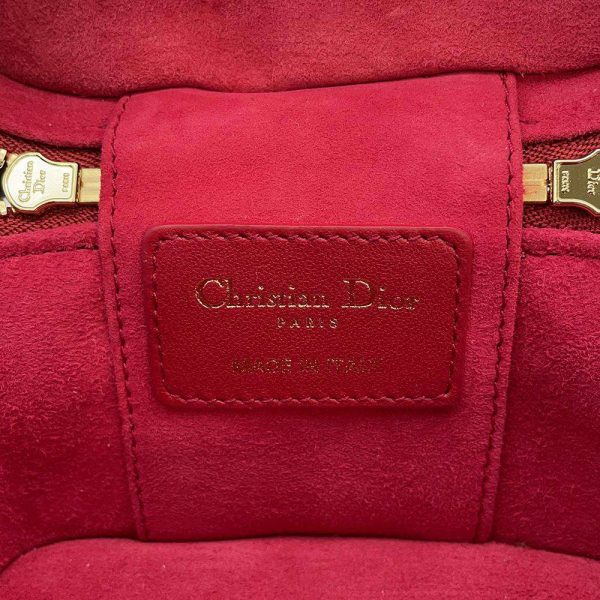 9313088 15 Christian Dior Cannage Lamb Skin Micro 2 Way Shoulder Bag Red