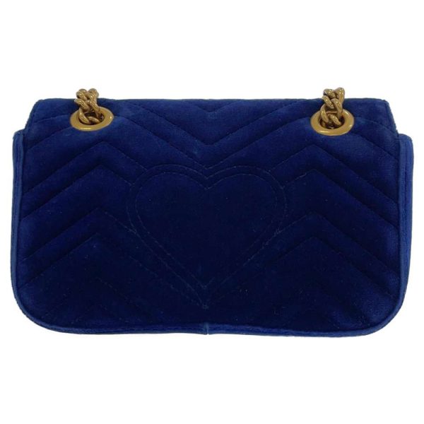 9313170 03 Gucci GG Marmont Velvet Crossbody Chain Shoulder Bag blue