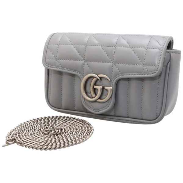 9319769 01 Gucci GG Marmont Chain Shoulder Bag gray