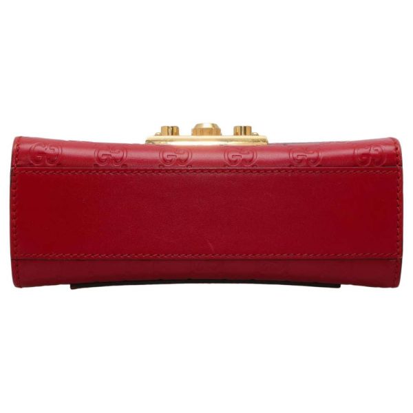 9319936 04 Gucci GG Supreme Padlock Chain Shoulder Bag Red