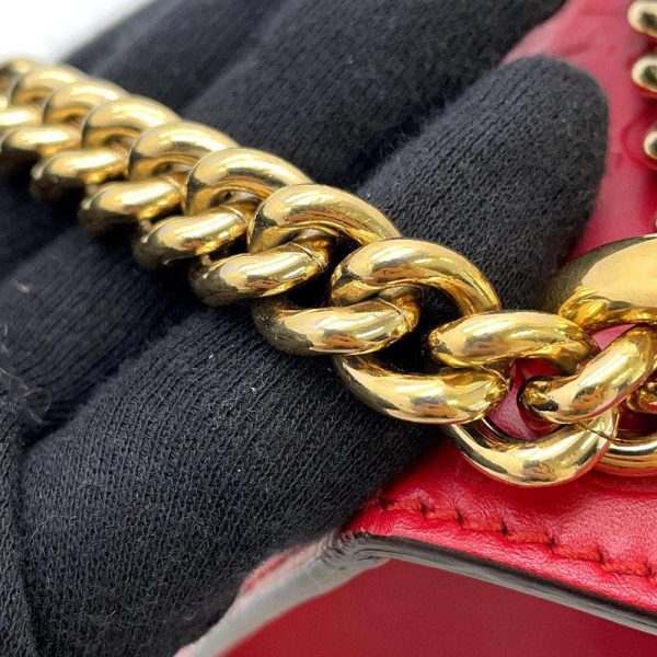 9319936 15 Gucci GG Supreme Padlock Chain Shoulder Bag Red