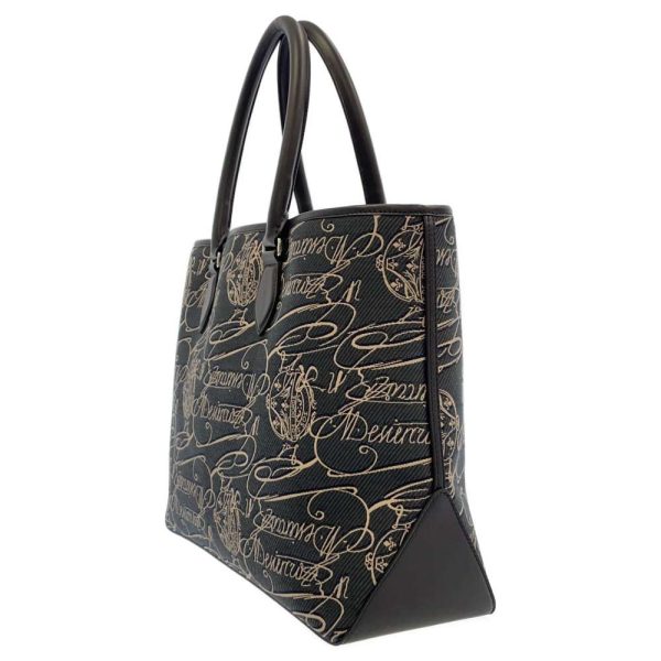 9321649 02 Berluti Toujours Scritto Arabesque Tote Bag Navy