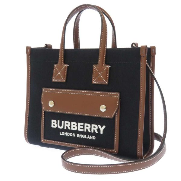 9330337 01 Burberry Freya 2way Tote Shoulder Black Brown