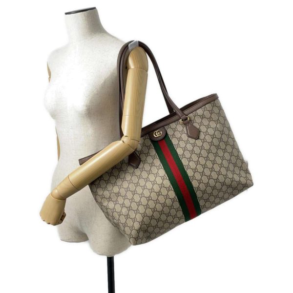 9383449 05 Gucci Ophidia Web GG Pattern Tote Bag BeigeBrown