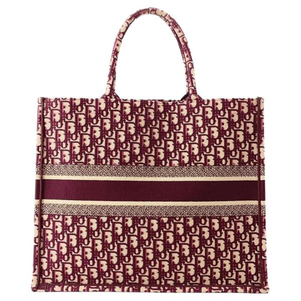 9392212 03 Christian Dior Oblique Trotter Tote Bag Burgundy