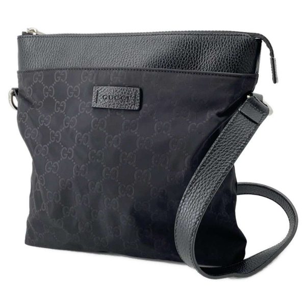 9395329 01 Gucci GG Pattern Crossbody Shoulder Bag Black